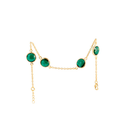 Armband Michelle Golden Emerald med guldpläterat silver och tillverkad kvarts likt smaragd