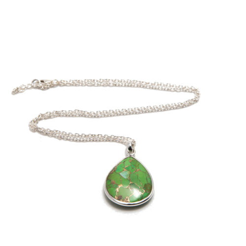Halsband Maja Silver Vert i silver och en sten av äkta grön turkos